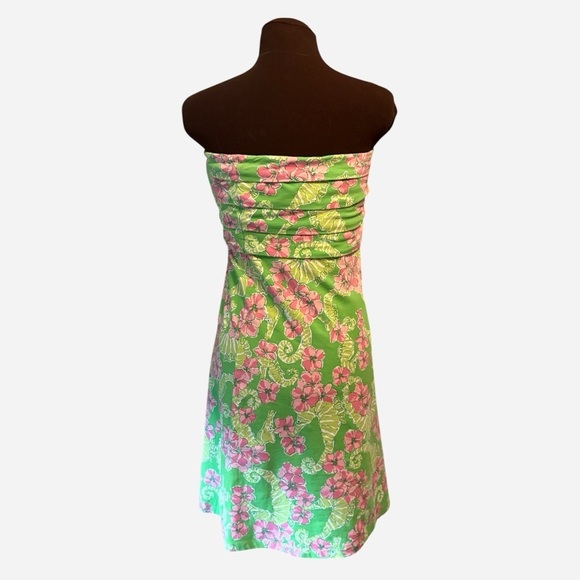 Lilly Pulitzer Floral Green & Pink Strapless Dress Style 8723 Womens size Medium - Picture 13 of 13